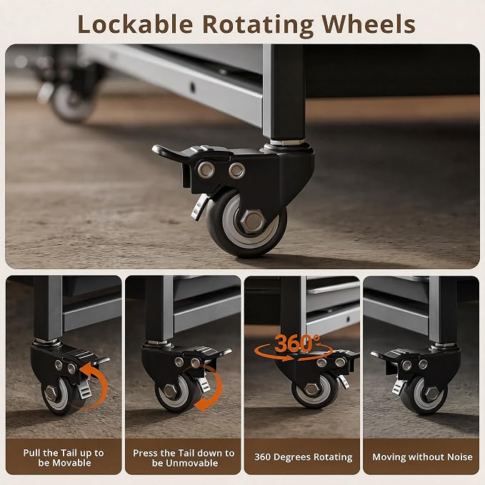 IRONCK 27.6" Dog Crate Furniture with Pull-Out Tray and Wheels | Roof-shape frame. 4 wheels and pull-out tray. Bone name tag. For small medium dogs.