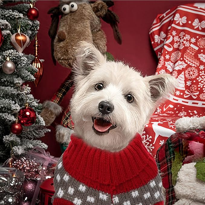 Gvhntk Dog Christmas Sweaters Christmas Sweater Cat Pet Xmas Clothes Cat Outfit Holiday Classic Winter Knitwear Warm Reindeer Snowflake Sweater for Kitty Puppy Dogs Cat