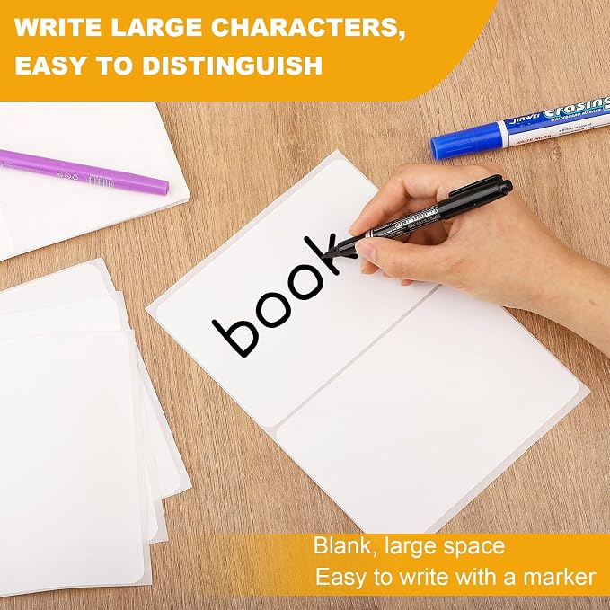 200 Pcs Storage Bin Labels, 6 X 4 in, Removable, with Marker Pen | Tear Resistant, Water and Oil Resistant, Blank Writeable Labels for Moving, Home, School, and Office Use