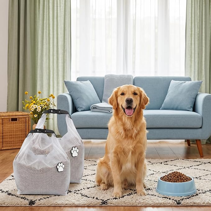 Dog Food Travel Bag 2Pack,Pet Travel Food Storage Container, Leakproof, Pet Safe,Foldable, for Maximum Freshness, for RV Road Trips, Camping, Longterm Dog Boarding Gear Accessories/white