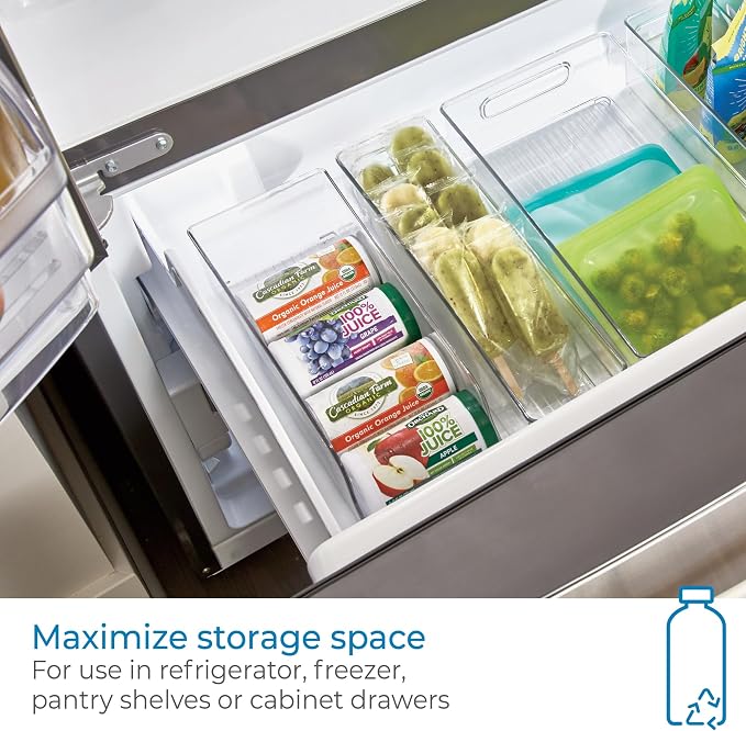 iDesign Water Bottle Organizer and Soda Can Dispenser for Refrigerator or Pantry - Set of 3 - Clear