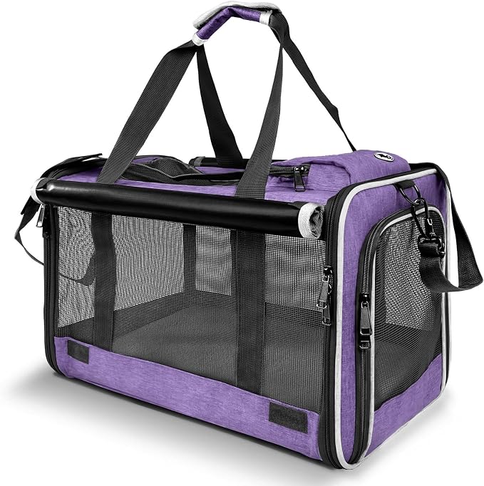 GAPZER Carrying Bag Yorkie Dog Travel Kennel Ventilated Soft Pet Carrier | Privacy Protection Big Kitten Car Travel Cloth Carry Bag up to 20 lbs, Small Animal Portable Mesh Kennel Cage for Vet Visits