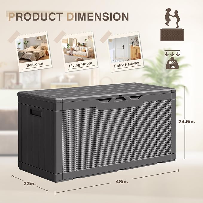 YESHOMY 100 Gal Plastic Storage Bins with Lid Stackable Box Organizers for Living Room, Office, Dorm, 1 Pack, Gray