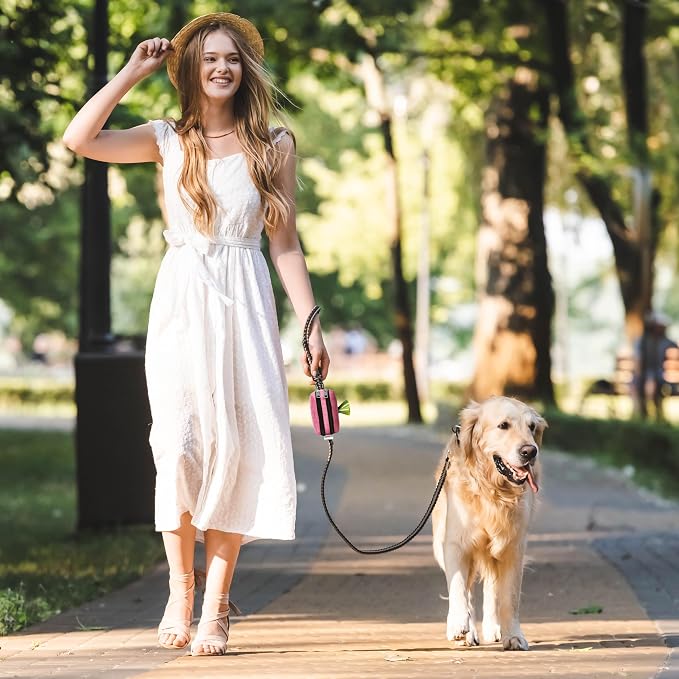 Dog Poop Bag Holder for Leashes and Treat Holder with 2 Waterproof Pouches | Poop Bag Dispenser for Pet Waste Bags and Walking Accessories + 1 Free Roll