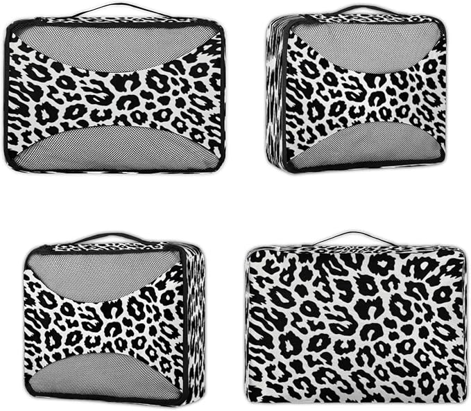 Packing Cubes for Travel, Leopard Textures Travel Luggage Packing Organizers for Women Men, Large Custom Toiletries Bag for Clothes Shoes, Leopard Print