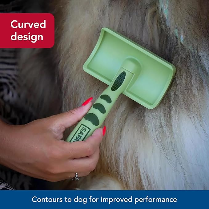 Coastal Pet - Safari - Curved Firm Slicker Brush with Coated Tips for Long Hair, No Color, Medium (6.5" L x 4.0625" W)