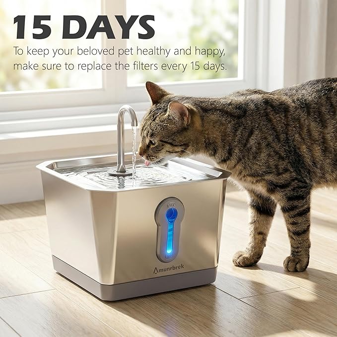 Amunrbrek 8 Pack of Cat Water Fountain Filter Replacement, Cat Water Dispenser Filter