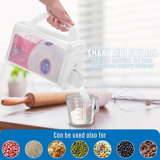 Buddeez Kitchen Pantry Container - Easy Grip Handle for Mess Free Use | Clear container for easy visibility, Easy-grip handle, Easy-pour spout, For flour, sugar, cereal, rice and dry goods