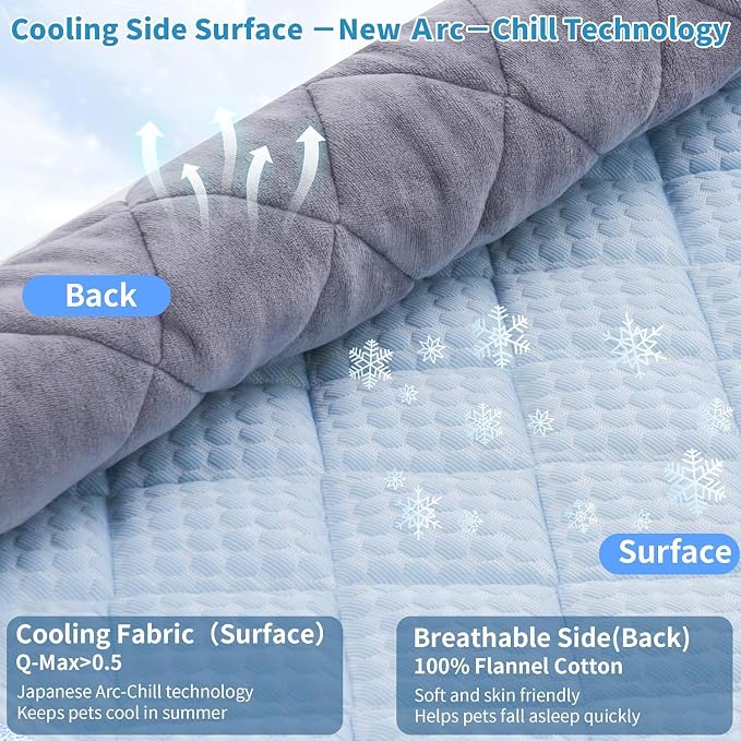 Cooling Mat for Dogs, 27.5"x 20" Thick & Durable Dog Cooling Mat, Q-MAX>0.45, Double-Sided Cooling Pet Pad for Cats, Portable & Washable Dog Cooling Mat for Crate, Couch & Car