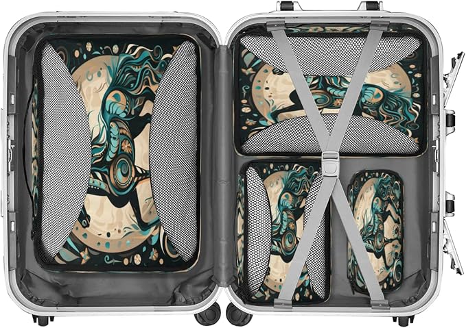 Horse Packing Cubes for Travel, Luggage Packing Organizers, Horse Print Travel Accessories Large Toiletries Bag for Clothes Shoes Cosmetics Toiletries