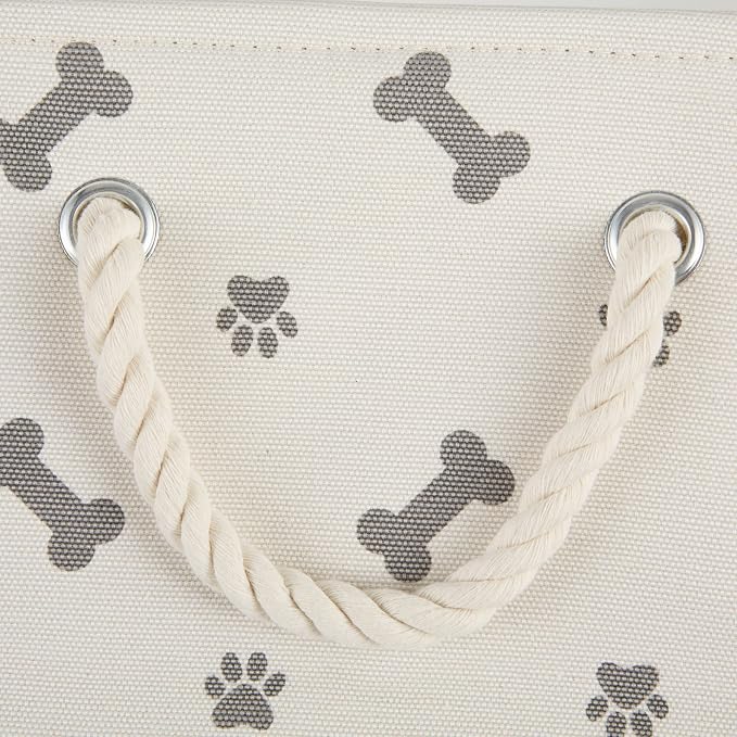 Bone Dry Pet Storage Collection Paw and Bone Print, Small Rectangle, 14x8x9, Gray