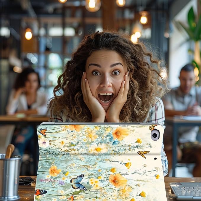 for Microsoft Surface Pro X/Pro X Plus-13 2019/2020/2021/2024 Tablet Case,Auto Wake/Sleep,Adjustable Stand Protective Cover - Flower Butterfly