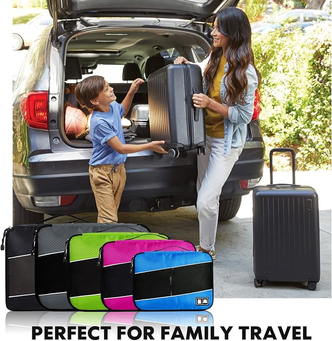 Packing Cubes large Luggage Organizers Bags For Travel Organizing Clothes | Mixed Color 8 Set Suitable family or two-person trips; breathable mesh make easy to sort; durable and convenient to store