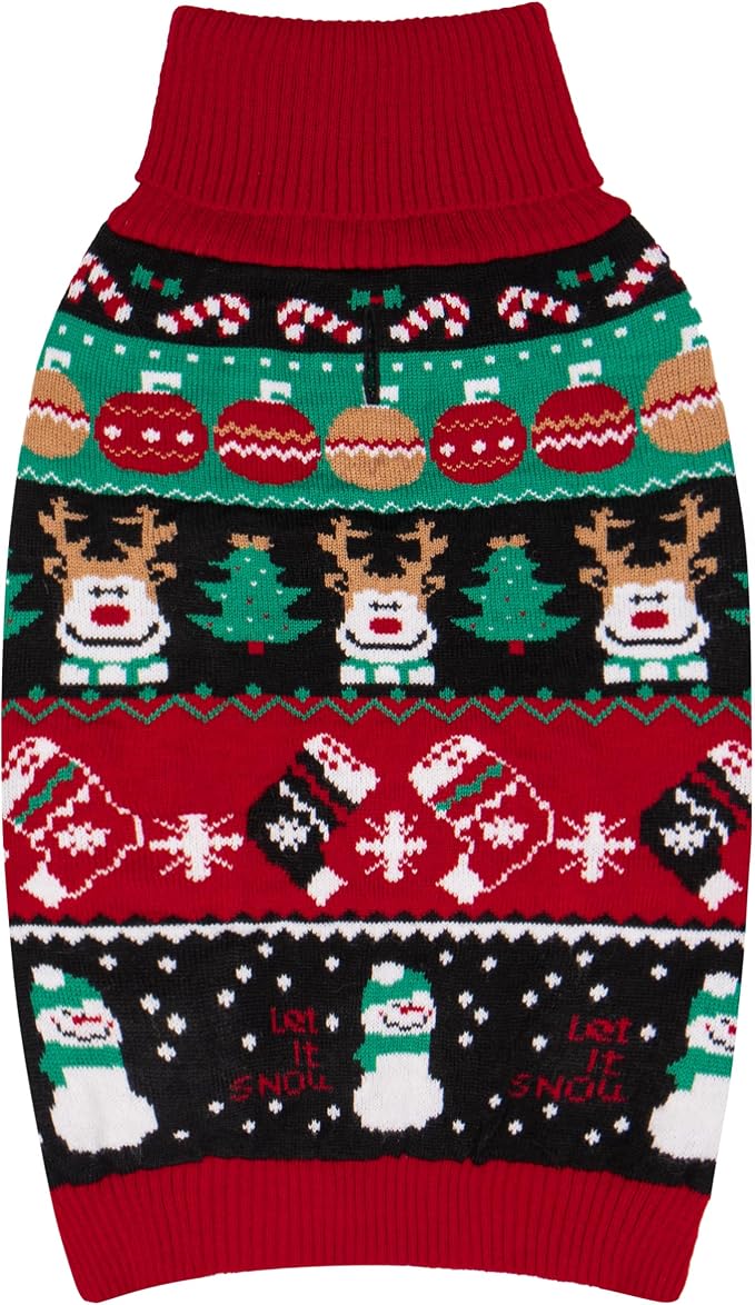 cyeollo Ugly Dog Christmas Sweater Xmas Outfit for Small Dogs, Reindeer, L
