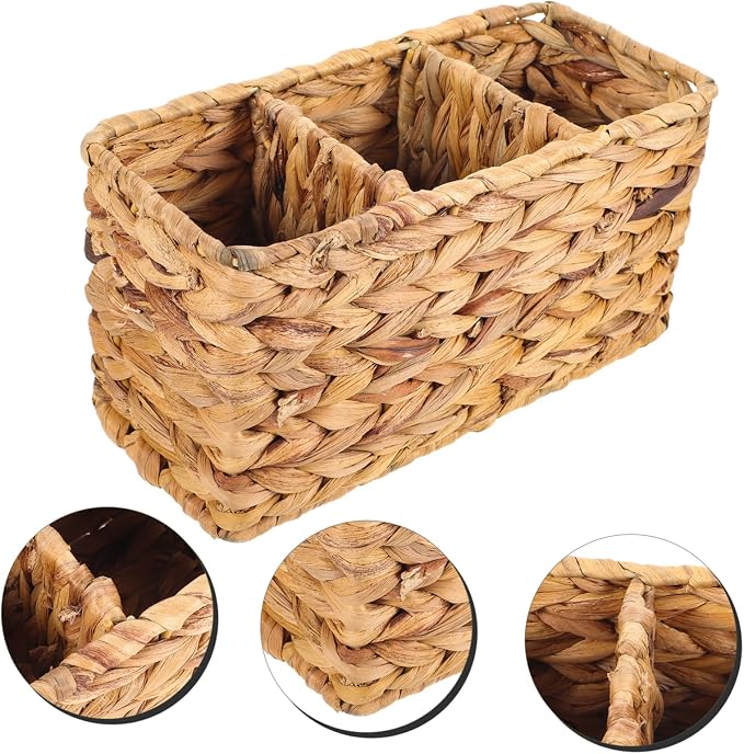 ABOOFAN Woven Storage Basket Decorative Organizer for Bathroom Bedroom and Office Rattan Design for Toiletries Household Items and Pet Toys