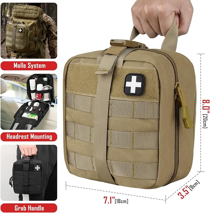 LIVANS 1000D First Aid Bag Empty, Medical Ifak Pouch for Emergency & EMT | Molle Compatible, Rip-Away & Quick-Release Design, Versatile for Tactical, Camping, Hiking and Travel