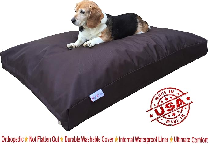 Dogbed4less Medium Shredded Memory Foam Dog Bed Pillow with Waterproof Liner and Heavy Duty Nylon Cover 37X27 Inches, Seal Brown
