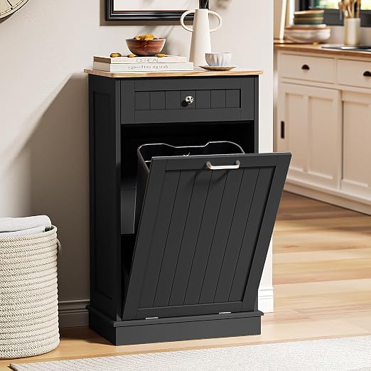 Spurgehom Trash Can Cabinet 13 Gallon, Garbage Cabinet with Drawer