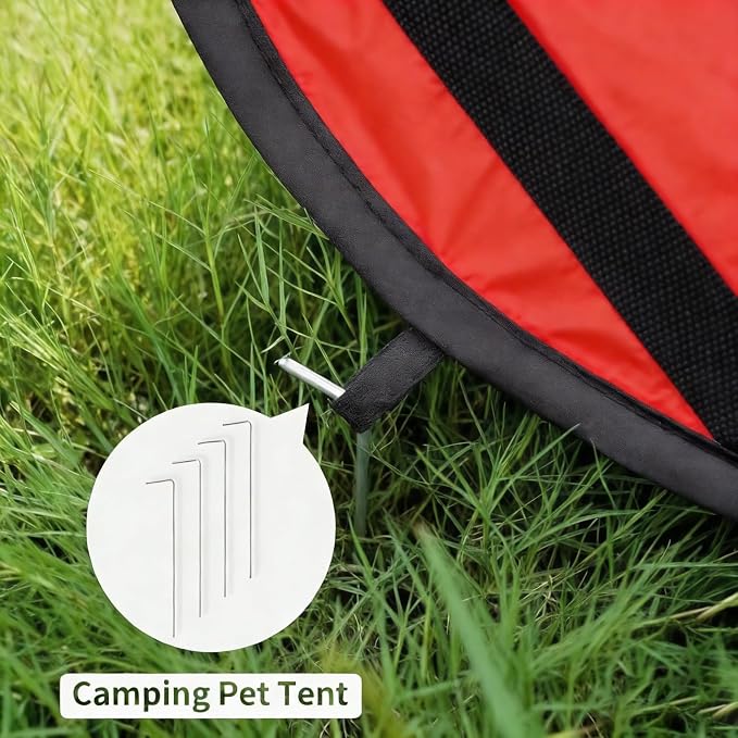 36 Inch Foldable Dog Crate for Medium Dogs - Portable Travel Kennel with Mesh Windows & Waterproof Cover - Indoor Outdoor Pop-Up Dog Cage for Car, Camping (Red)