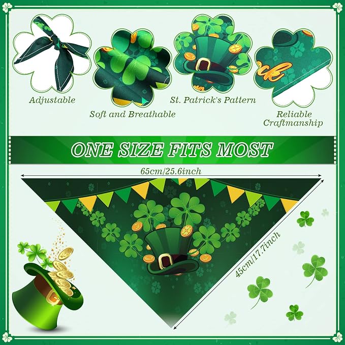 Sanwuta 30 Pieces St. Patrick's Day Dog Bandanas St. Patrick's Day Dog Bibs Holiday Pet Costume Outfit Triangle Scarf Kerchief for Small to Medium Pet