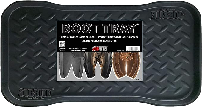 JobSite Heavy Duty Boot Tray, Multi-Purpose for Shoes, Pets, Garden - Mudroom, Entryway, Garage - Indoor or Outdoor - 15 x 28 Inch - 1 Pack