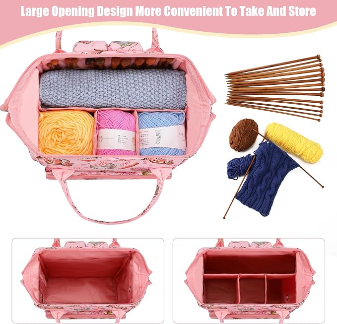 crochet bag,knitting bagBackpack and Tote Bag Storage Bag ，Large capacityYarn Storage Organizer Travel Crochet Bag Women Carrying Crochet Accessories Knitting Needles Crochet
