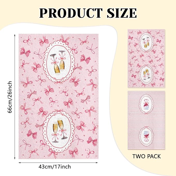 Wine Kitchen Towels Set of 2 - Wine Lovers Dish Towels for Drying Dishes, Gifts for Women Wines Lover, Bar Towel for Kitchen Home Bar Decor, Bar Dish Decor Gifts for Drinking Lovers
