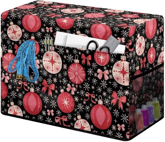 Sewing Machine Cover,Christmas Baubles Snowflakes Print | Dust & Pet Hair Protection,Fits Standard Singer, Brother and Janome Machines, Protecting & Decorating Your Sewing Space