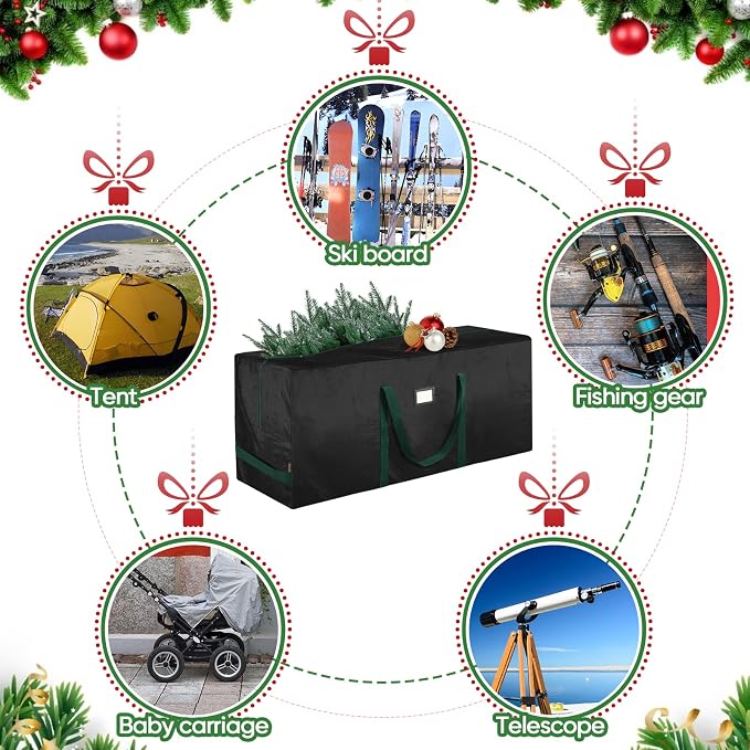 BALEINE 9 ft Christmas Tree Storage Bag, Heavy Duty Extra Large Artificial Christmas Tree Bag with Reinforced Handles and Dual Zippers Wide Opening (Black, 9 ft)