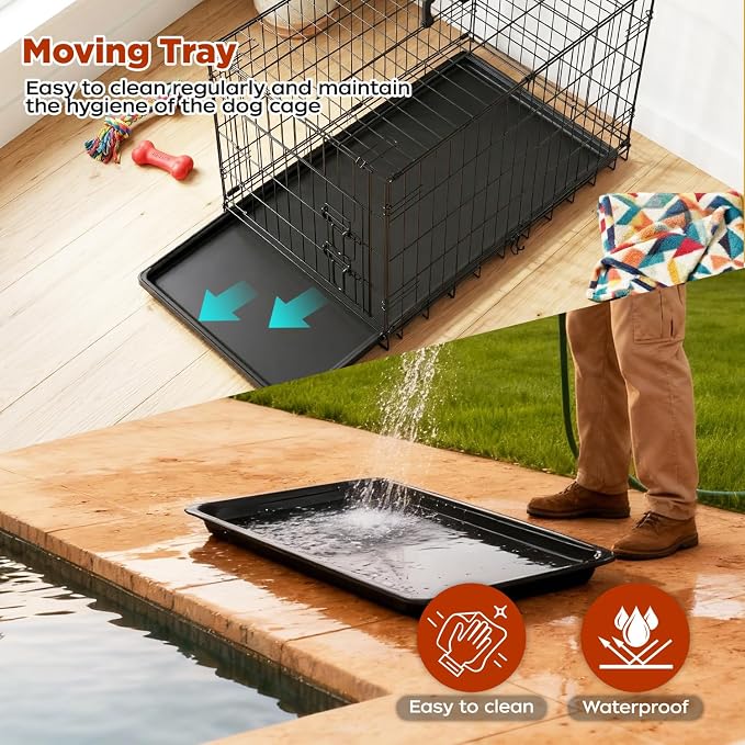 BestPet | Dog Crate | 48" | Black | Foldable Metal Kennel with Single Doors, Secure Slide-Bolt Latches, Leakproof Tray | Portable Dog Cage for Large Breeds | for Travel, Indoor & Outdoor Use