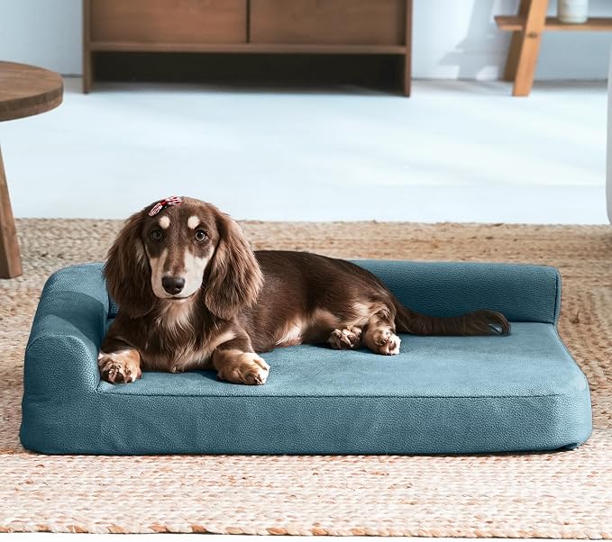 Gel Memory & High-Density Foam Orthopedic Dog Bed 28x19x6 Small | | Double Waterproof Cover | Machine Washable | Non-Slip Base | Fur-Resistant Tech Fabric