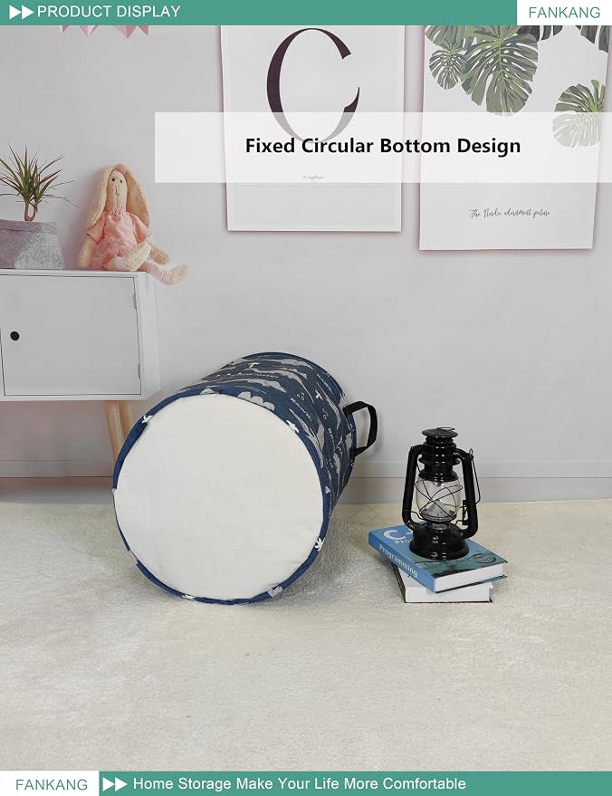 Storage Bin Foldable Nursery Organizer Basket Blue dinosaur | Foldable with Waterproof PE Coating Organizer Bin for Kids Boys and Girls,Office,Bedroom,Clothes