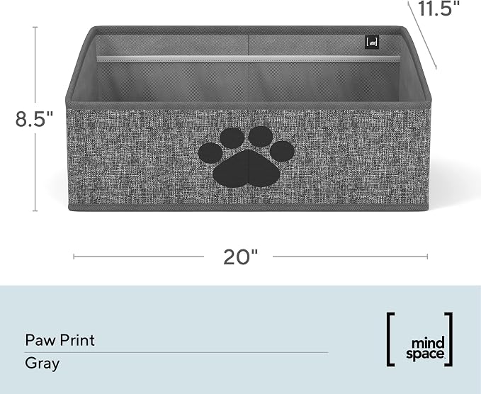 Mindspace Dog Toy Box Organizer - Dog Toy Bin for Dog Toy Storage, Dog Toy Basket for Pet Storage - Dog Treat Basket, Dog Toy Chest - Open Storage Box, Fabric Storage Bin | Oxford Collection (Paw)