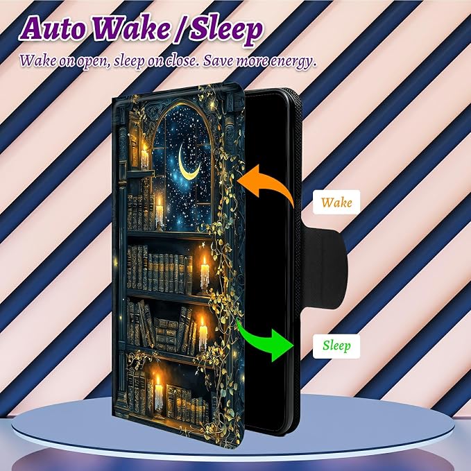 Rotating Handle Case for Samsung Tab S10 Ultra 2024/Galaxy S9 Ultra 2023 14.6", 360 Degree Swivel Kickstand with Magnetic Closure Shockproof Leather Protective Cover, Vintage Candle Books