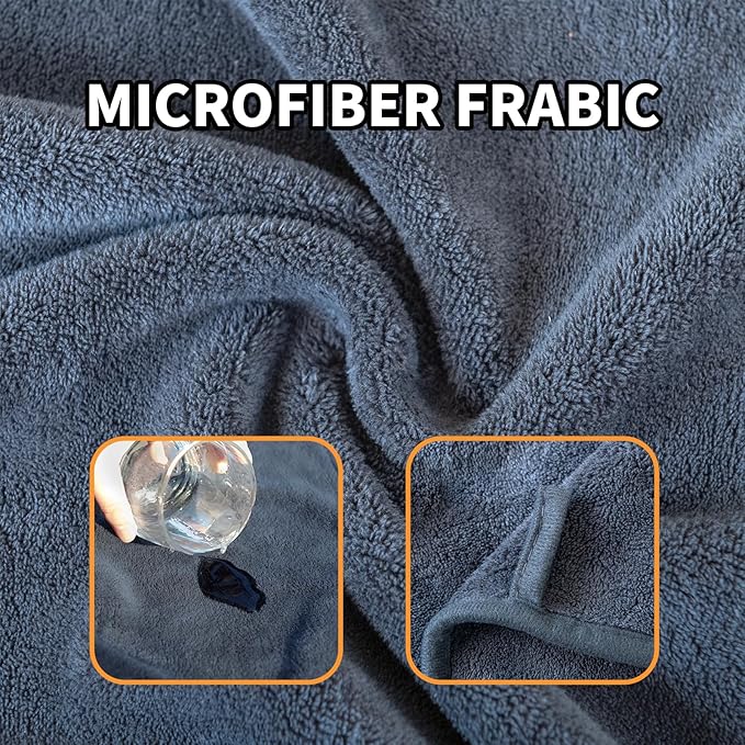 Dog Towel Dog Bathrobe, Microfiber Super Absorbent Pet, Quick Drying Robe for After Bath, Adjustable Collar & Belly Strap Pet Cat Bath Robe Towel Grey-M