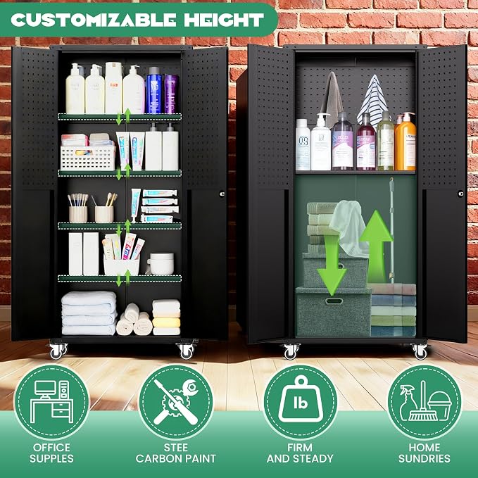 Garage Cabinet System | Heavy Duty Steel All-in-One Modular Garage Cabinet Set for Ultimate Workshop Organization | Easy Assembly Garage Storage Cabinets & Tool Bench