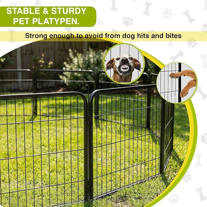 BestPet Dog Playpen 24 Inch 16 Panels Heavy Duty Metal Pet Exercise Pen Indoor Outdoor Fence Panels Anti-Skid Expandable Design
