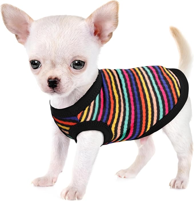 Elevate Your Pet's Comfort Fashion: Premium Cotton Rib Dog Shirt Vest for Small Breeds Like Chihuahuas, Yorkies .Year-Round Style with Tank-Style Puppy Attire Black XX-Large