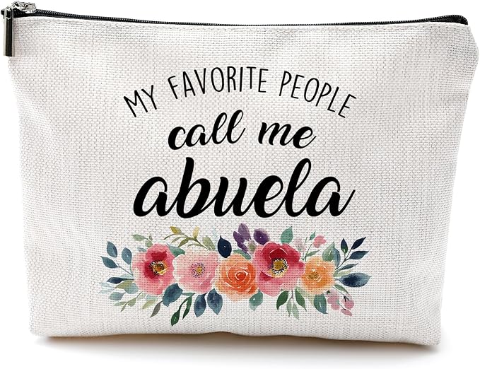 DILSJ Abuela Gifts Makeup Bag, Abuela Gifts For Christmas From Grandkids Cosmetic Bags For Women, Best Grandma Gift From Granddaughters Grandsons Zipper Makeup Pouch Travel Organizer Toiletry Bag