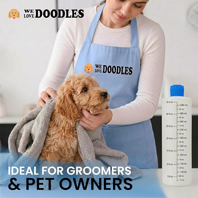 Dilution Bottle for Dog Shampoo, Mixing Bottle for Professional and Home Grooming, for Shampoo, Conditioner, and Solutions, Unscented, 35 oz (3 Pack) [We Love Doodles]