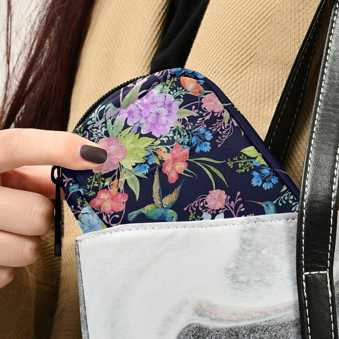 Hummingbird Floral Pill Case, Weekly Portable Pill Bag Container 7 Days Pill Box Organizer Vitamin Supplement Holder with Zipper for Travel Family Business