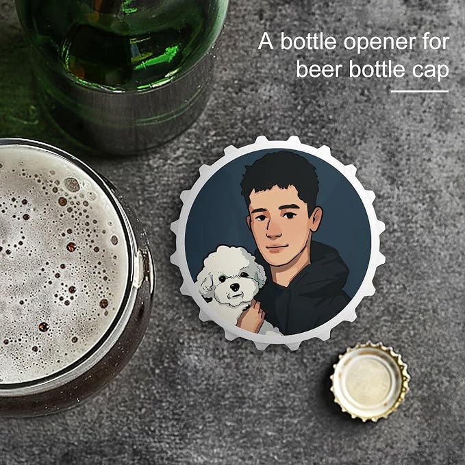 Pet & Figure Magnetic Bottle Opener for Fridge – 3.1 Inch Stainless Steel Beer Opener, Refrigerator Magnet with Strong Hold