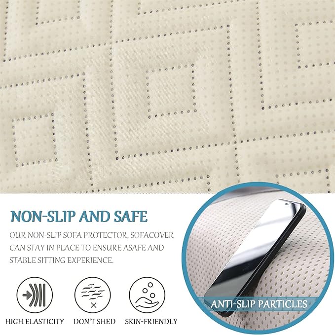 Water-Resistant Sofa Armrest and Headrest Covers, 2 Pockets | Quilted polyester helps shield recliners, loveseats and sofas from daily wear; silicone backing and fasteners improve grip