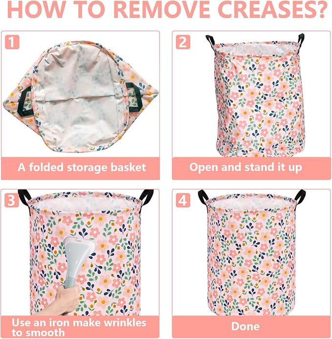 MAIZMZ Girls Storage Basket,Room Decor Laundry Hamper,Waterproof Clothes Organizer for Women Toy Box Large Canvas Collapsible Chest for Home/Dorm/Kitchen/Pet/Office/Closet/Shelf/Gifts