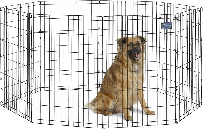 Midwest 36-Inch Exercise Pen, No Door, 16 Sq Ft Play Area | for Indoor and Outdoor Use, No Door Design for Maximum Security, Easy to Set Up, Foldable Playpen