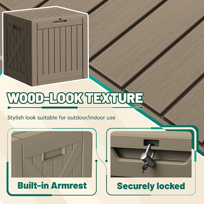 Devoko 40 Gallon Deck Box Lockable Outdoor Storage Box Waterproof for Patio | Weatherproof Use Indoors Outdoors, Holds Patio Cushions, Garden Tools & Pool Supplies, Easy 15-min assembly.