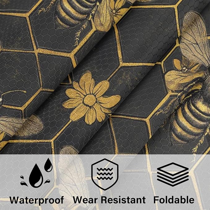 TropicalLife Vintage Bee Honeycomb 6 Set Compression Packing Cubes | Golden Flower Travel Accessories Expandable Packing Organizers Space Saver Bags for Organizing Clothes