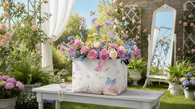 CLOCOR Rectangular Storage Bin,Waterproof Books Box,Gift Basket(Golden Butterfly)
