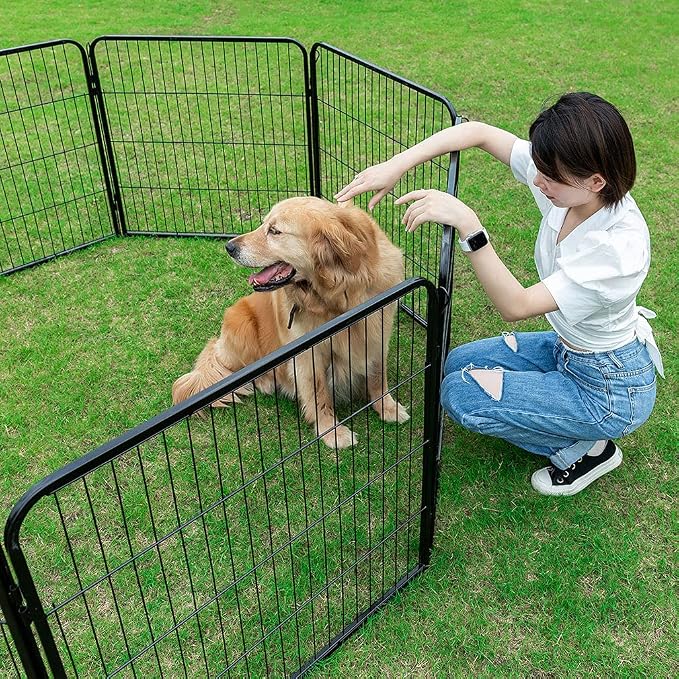 BestPet | Dog Playpen | 40", 24 Panels | Heavy Duty Metal Pet Exercise Pen | Indoor/Outdoor Fence Panels | Rust-Resistant, Removable, Tool-Free Setup | Anti-Skid, Expandable Design