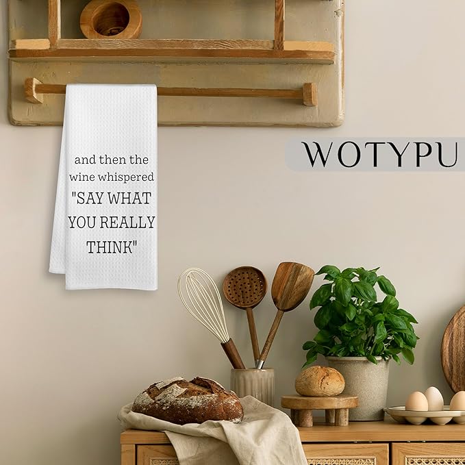 Funny Wine Kitchen Towels, Gifts for Wine Lovers Dish Tea Towel for Kitchen Bar Cart Decor, Bartender Gifts Hand Towels for Bathroom Decor, Bar Towel for Bartender, 16x24 Inch